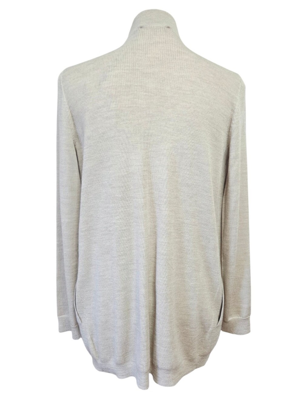 Theory Winxie Merino Wool Waterfall Cardigan Taupe Marl Small NWT - Picture 6 of 8